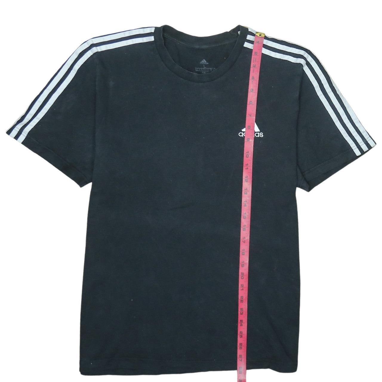 Adidas Men's Black Large 3-Stripes Crew Neck Sports T-Shirt