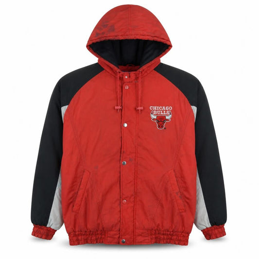 Competitor Men’s Red Chicago Bulls Hooded Puffer Jacket XL Vintage NBA