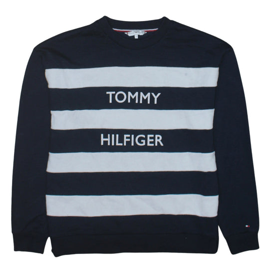 Tommy Hilfiger Men's Blue Striped Crew Neck Sweatshirt L