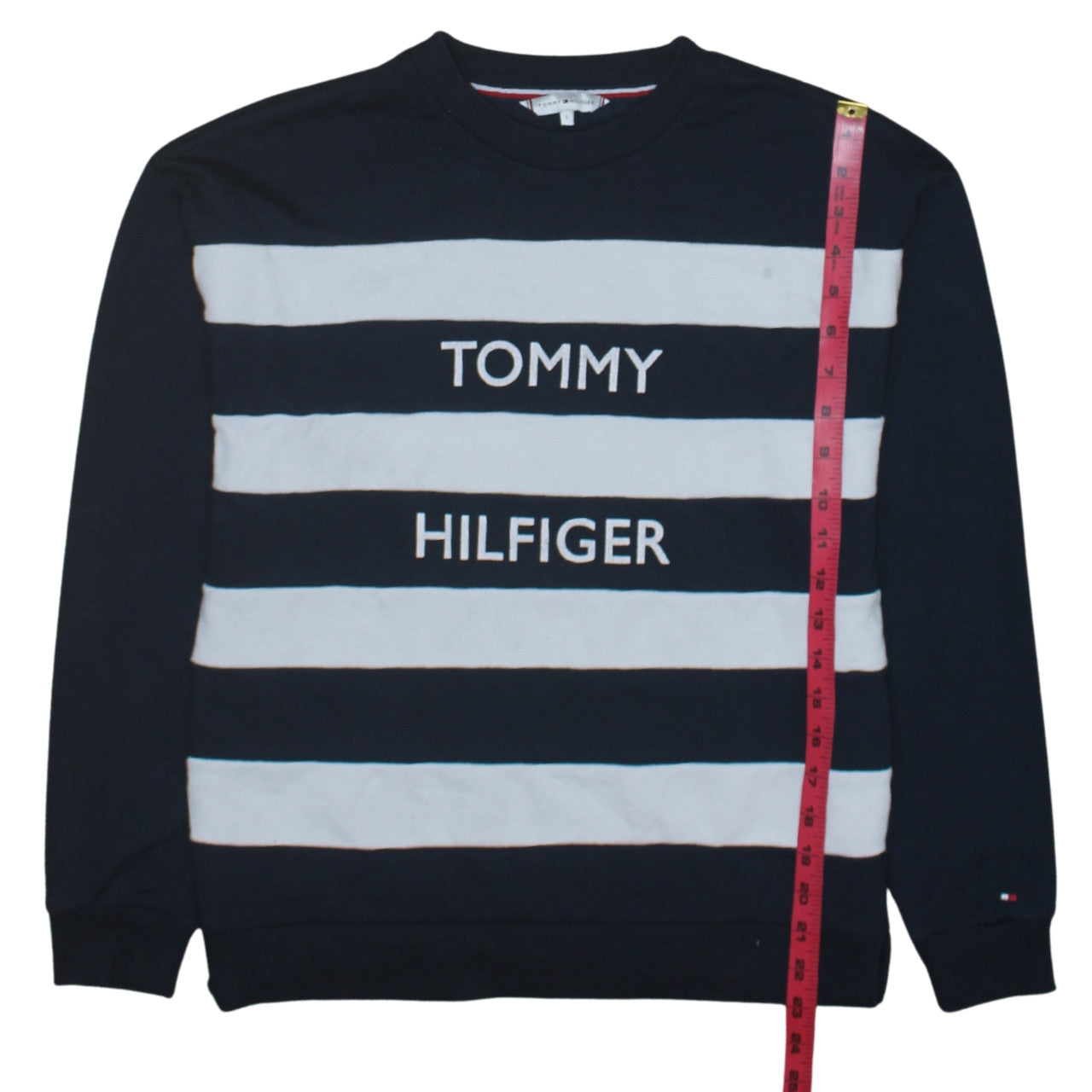 Tommy Hilfiger Men's Blue Striped Crew Neck Sweatshirt L