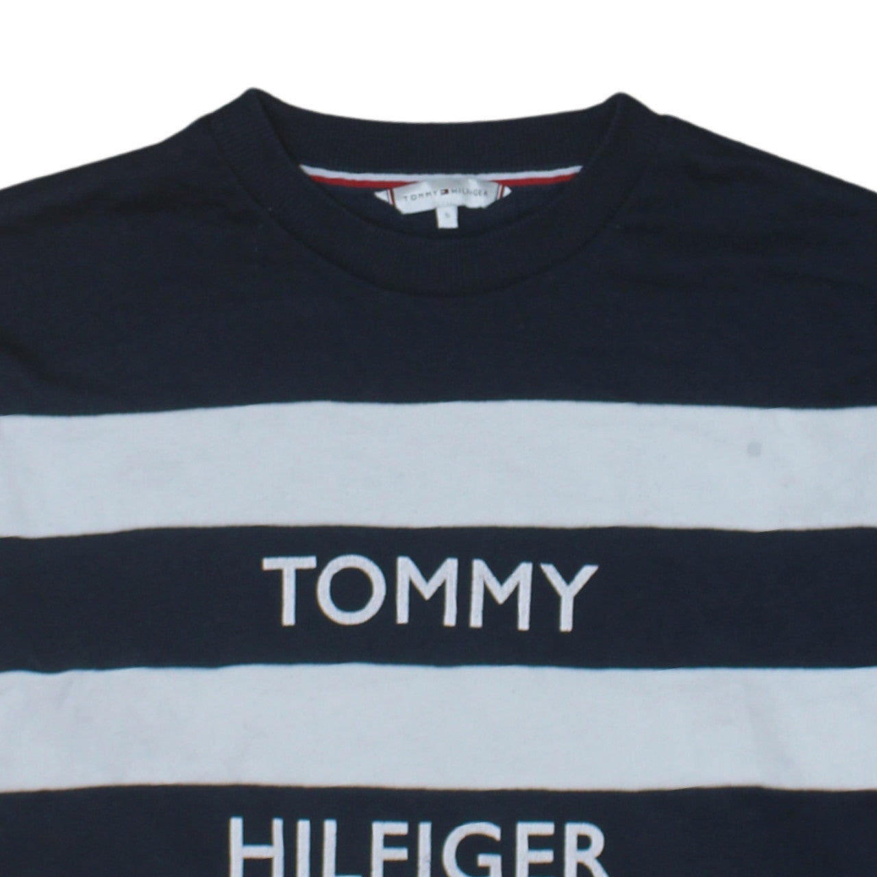 Tommy Hilfiger Men's Blue Striped Crew Neck Sweatshirt L
