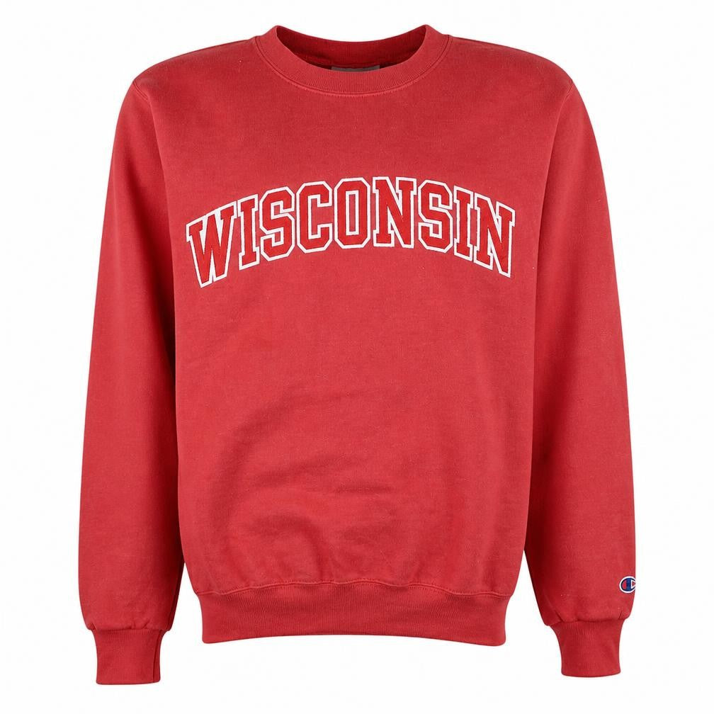 Champion Men's Red Wisconsin Crew Neck Sweatshirt Size S