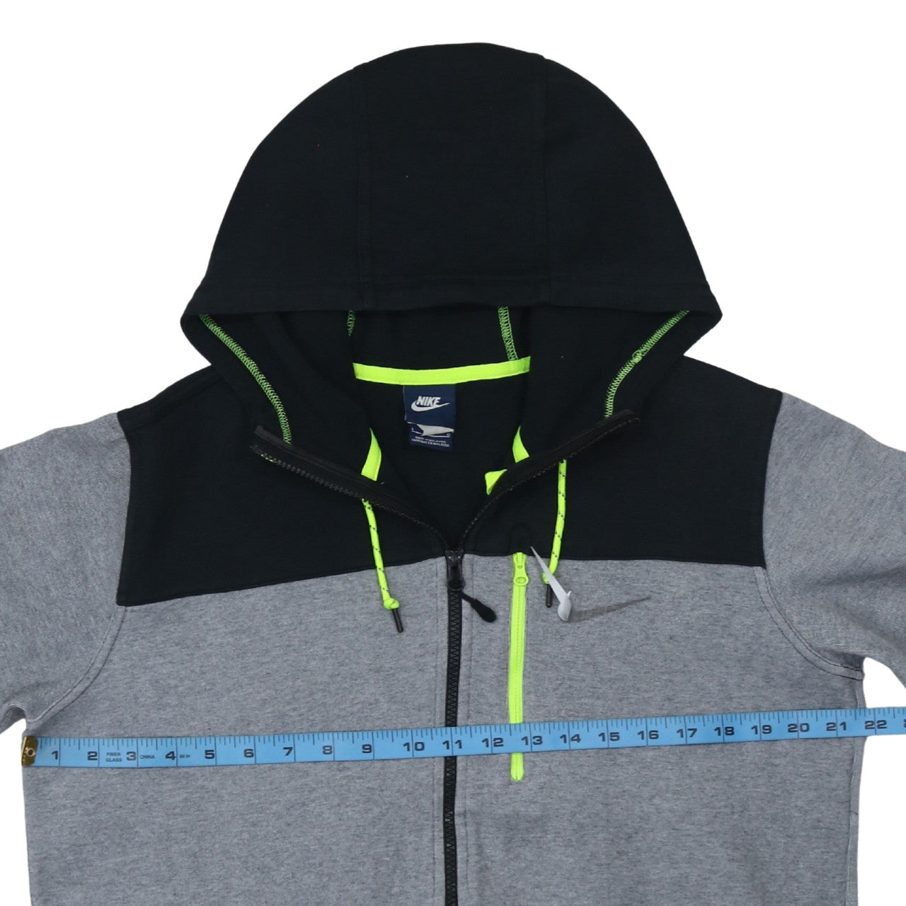 Nike Men's Grey Full Zip Hoodie L Hooded Sweatshirt Cotton Blend