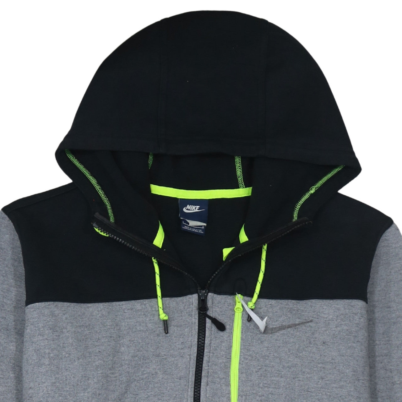 Nike Men's Grey Full Zip Hoodie L Hooded Sweatshirt Cotton Blend