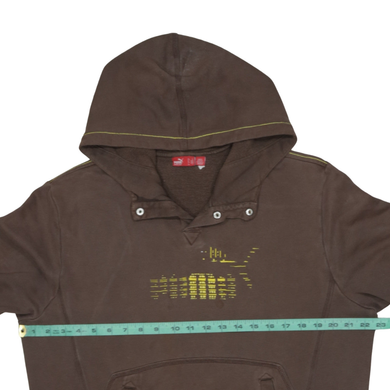 Puma Men’s Brown Pullover Hoodie L Fleece Graphic Print Sportswear