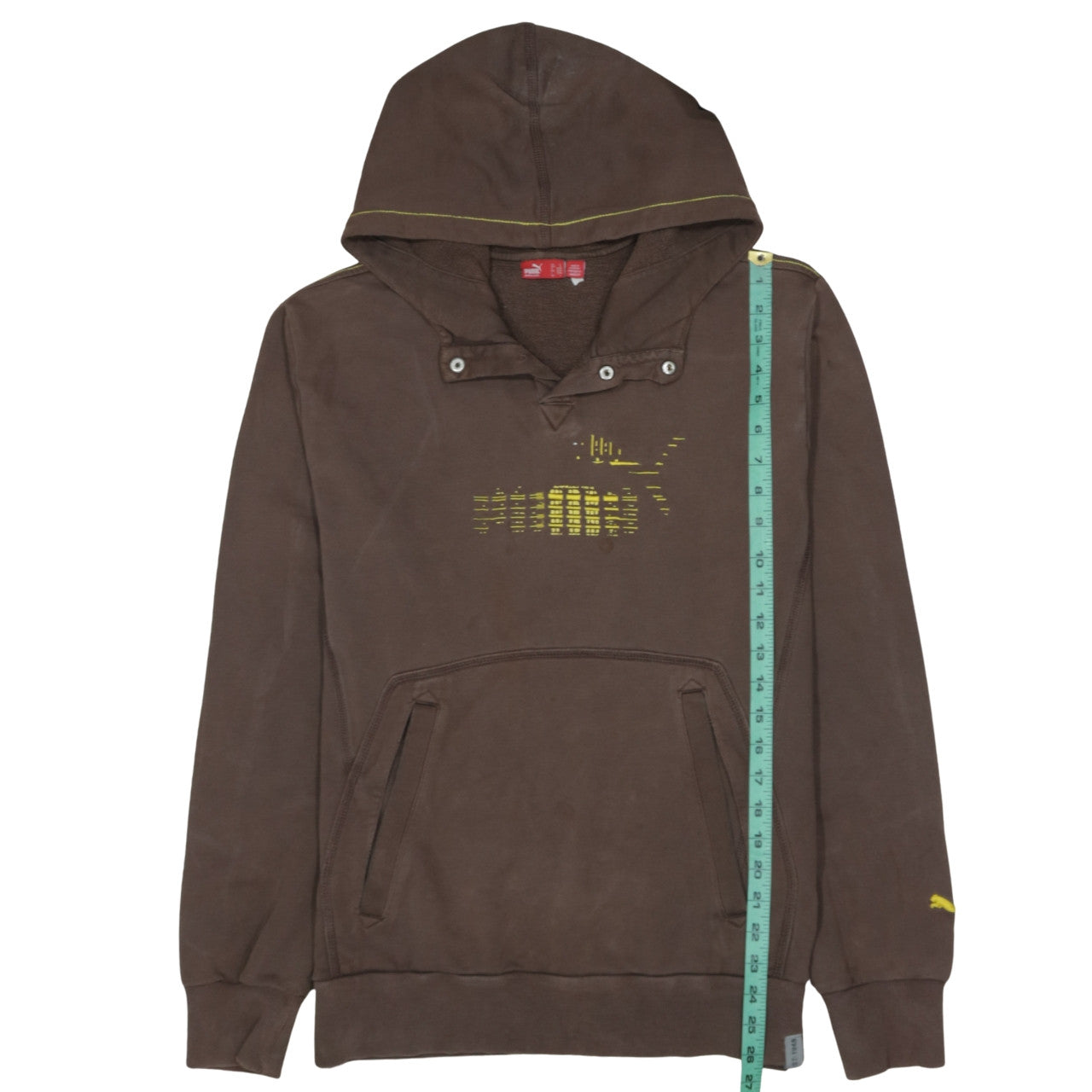 Puma Men’s Brown Pullover Hoodie L Fleece Graphic Print Sportswear
