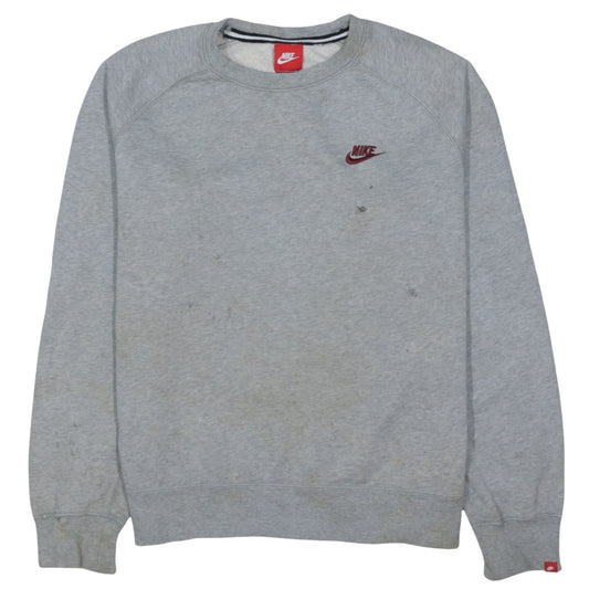 Nike Men's Grey Crew Neck Pullover Sweatshirt M Fleece Logo