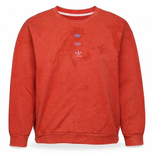 Adidas Women Red Crew Neck Pullover Sweatshirt XS Logo Print