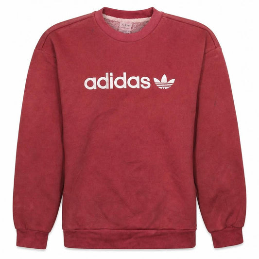 Adidas Womens Red Crew Neck Pullover Sweatshirt XS Logo Print