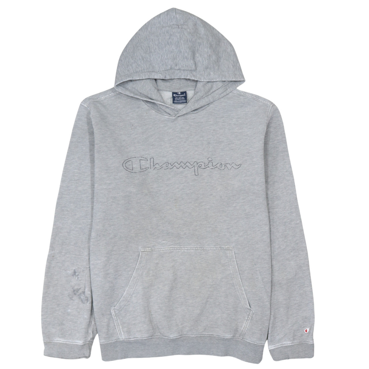 Champion Mens Grey XL Pullover Hoodie Embroidered Logo Sweatshirt
