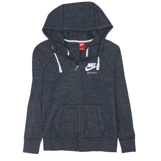 Nike Women's Grey Full Zip Hoodie M Cotton Blend Just Do It Logo