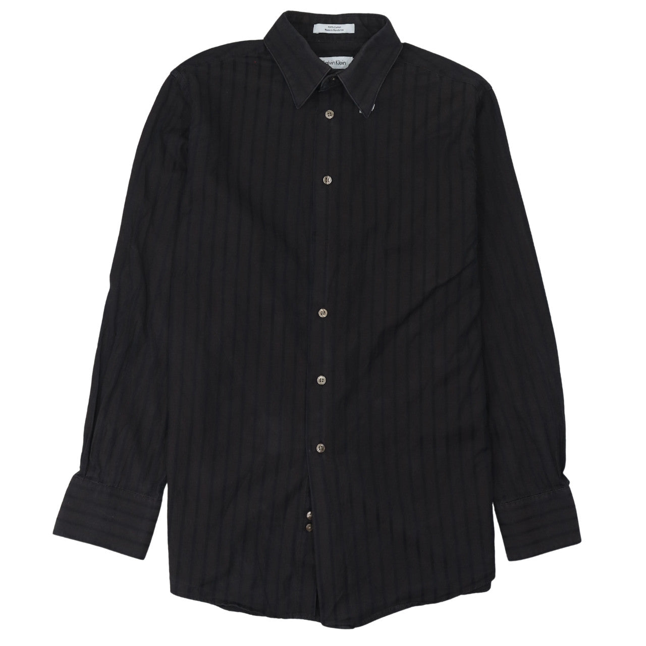 Calvin Klein Men's Black Slim Fit Long Sleeve Striped Button-Up Shirt Size S