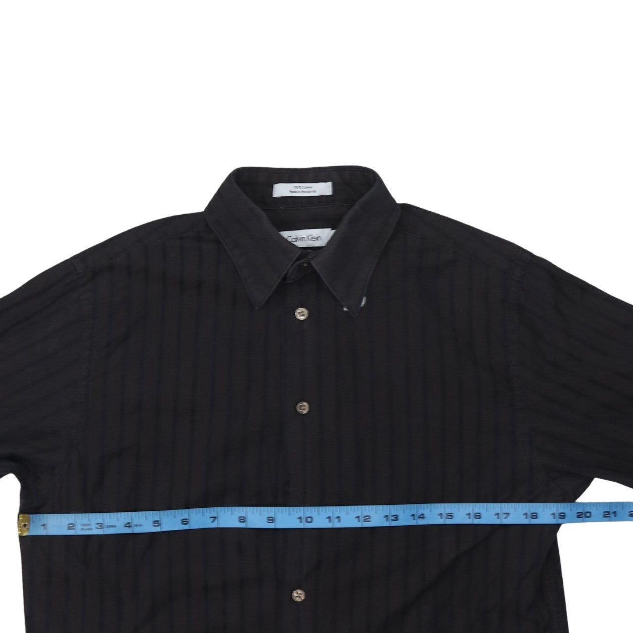 Calvin Klein Men's Black Slim Fit Long Sleeve Striped Button-Up Shirt Size S