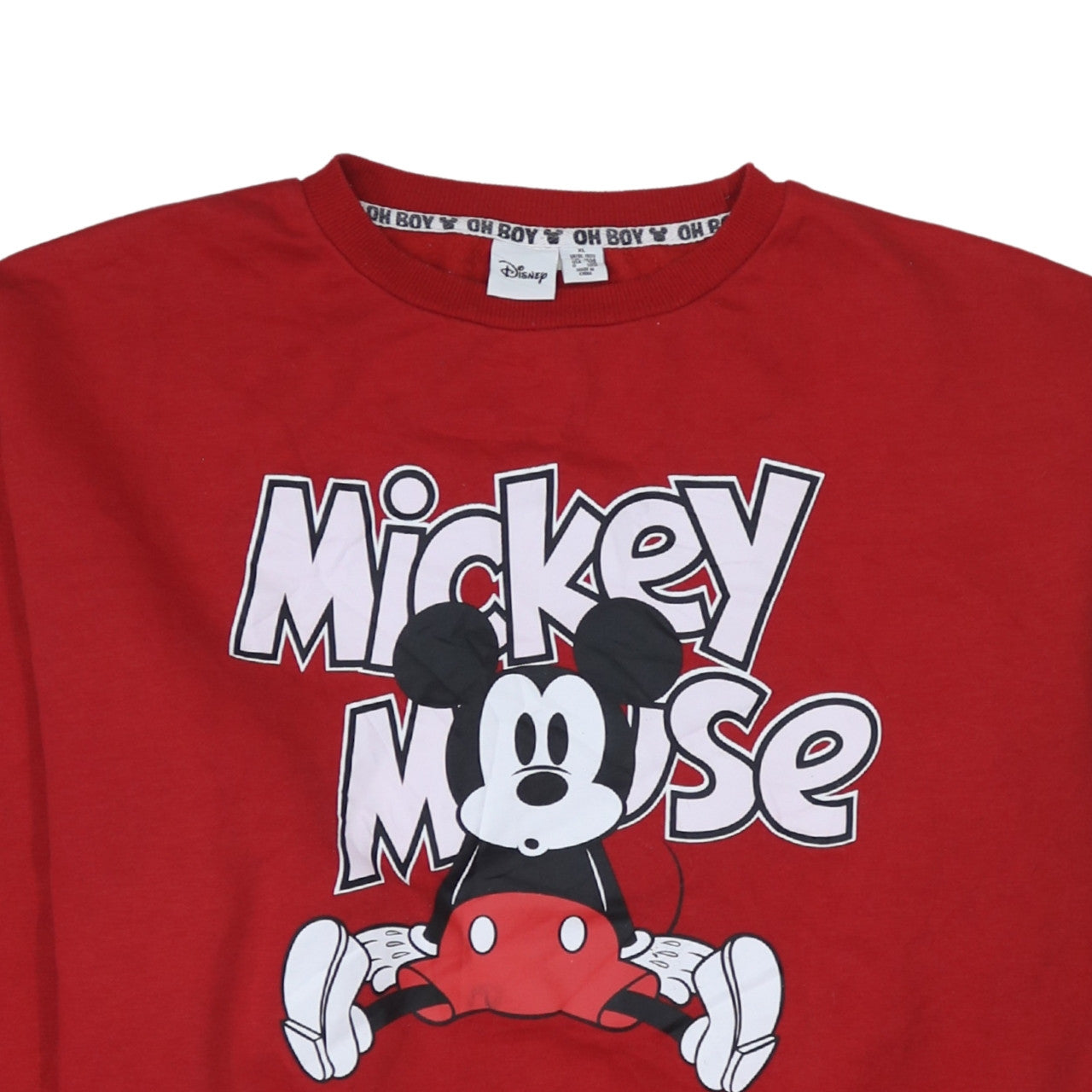 Disney Women Red Mickey Mouse Pullover Sweatshirt XL