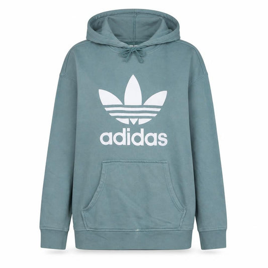 Adidas Women’s Green Hooded Pullover Sweatshirt UK 16 Trefoil Logo