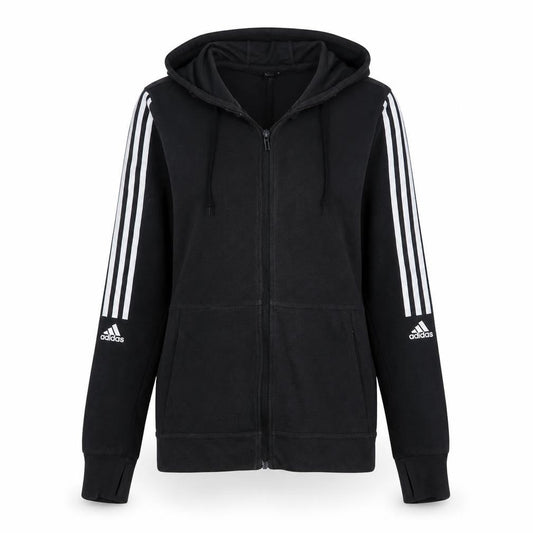 Adidas Women Black Full Zip Hoodie Medium Hooded Sweatshirt