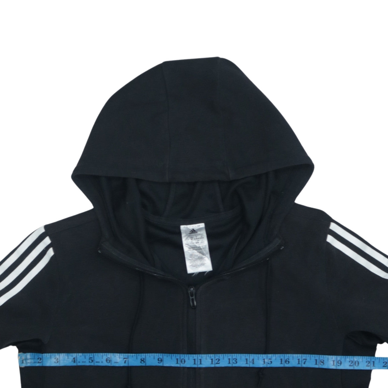 Adidas Women Black Full Zip Hoodie Medium Hooded Sweatshirt