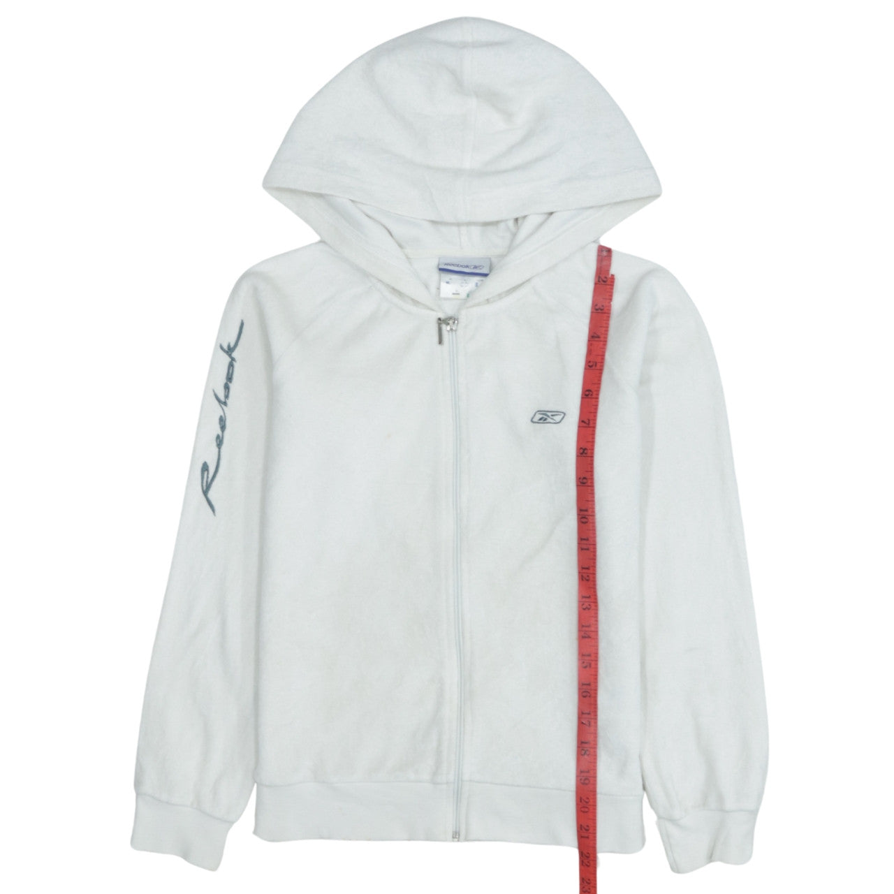 Reebok Women White XS Full Zip Hoodie Cotton Blend Sportswear