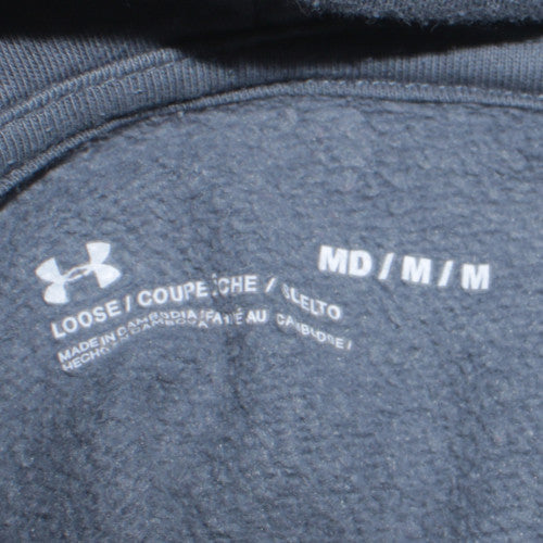 Under Armour Mens Grey Pullover Hoodie M Relaxed Fit Fleece
