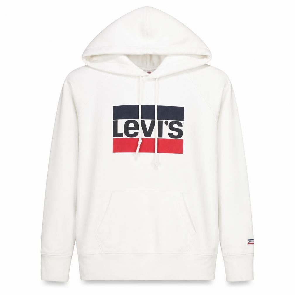 Levi's Men's White Pullover Hoodie M Classic Logo Fleece Sweatshirt