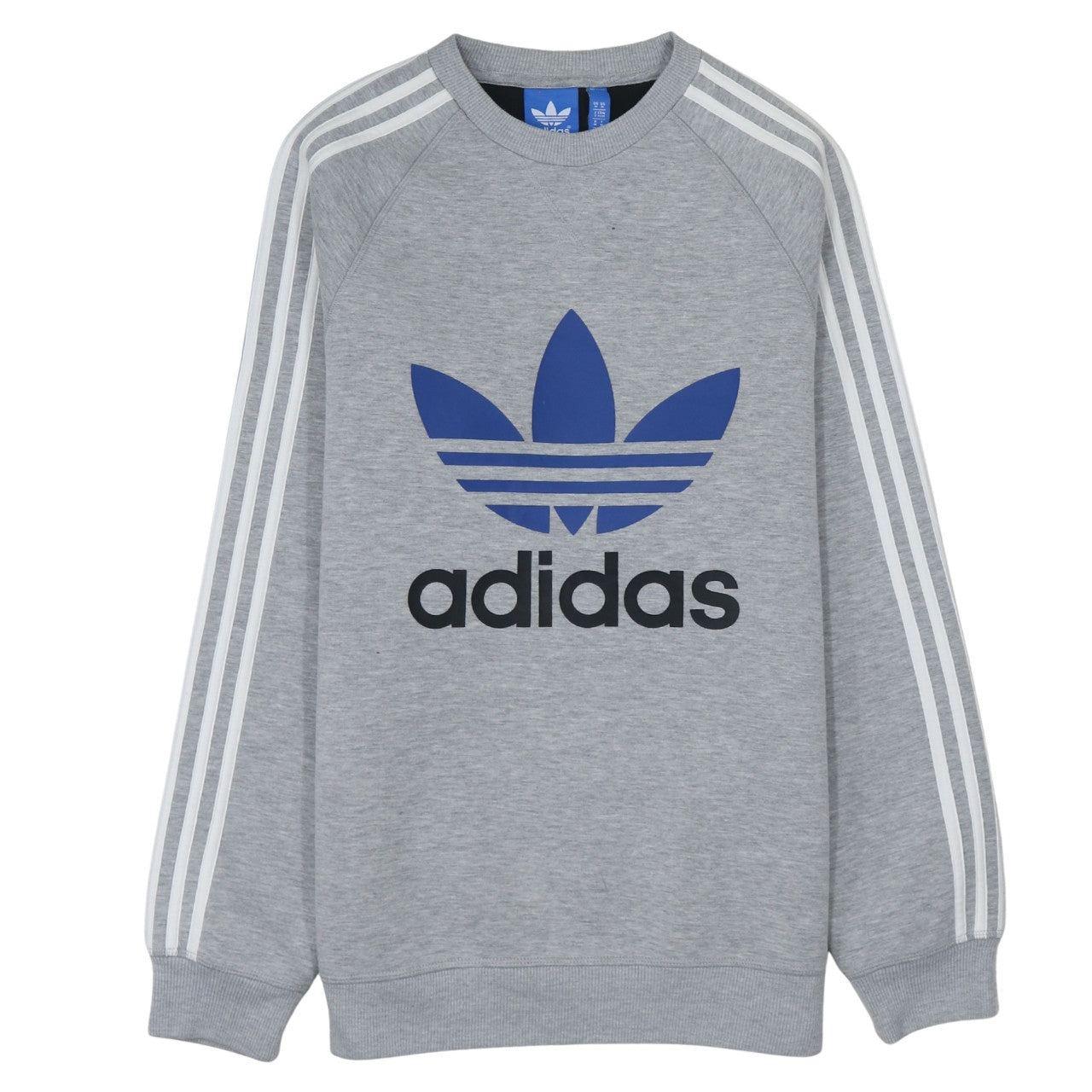 Adidas Men Grey Trefoil Crew Neck Long Sleeve Sweatshirt M