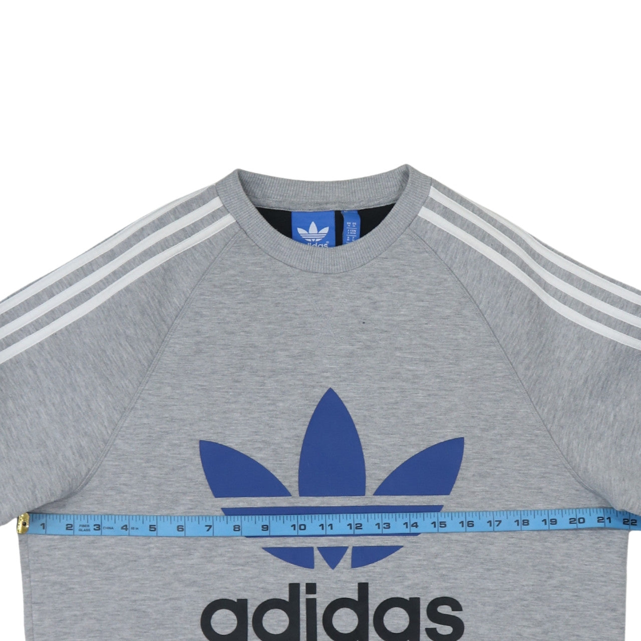 Adidas Men Grey Trefoil Crew Neck Long Sleeve Sweatshirt M