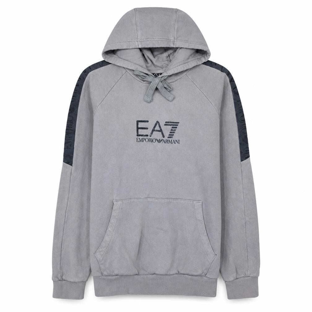 Emporio Armani EA7 Men's Grey Pullover Hoodie Size L Designer Fleece