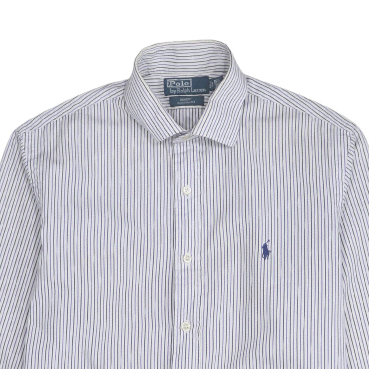 Ralph Lauren Men's Blue Striped Button-Up Shirt Size 15.5 Regent Custom Fit