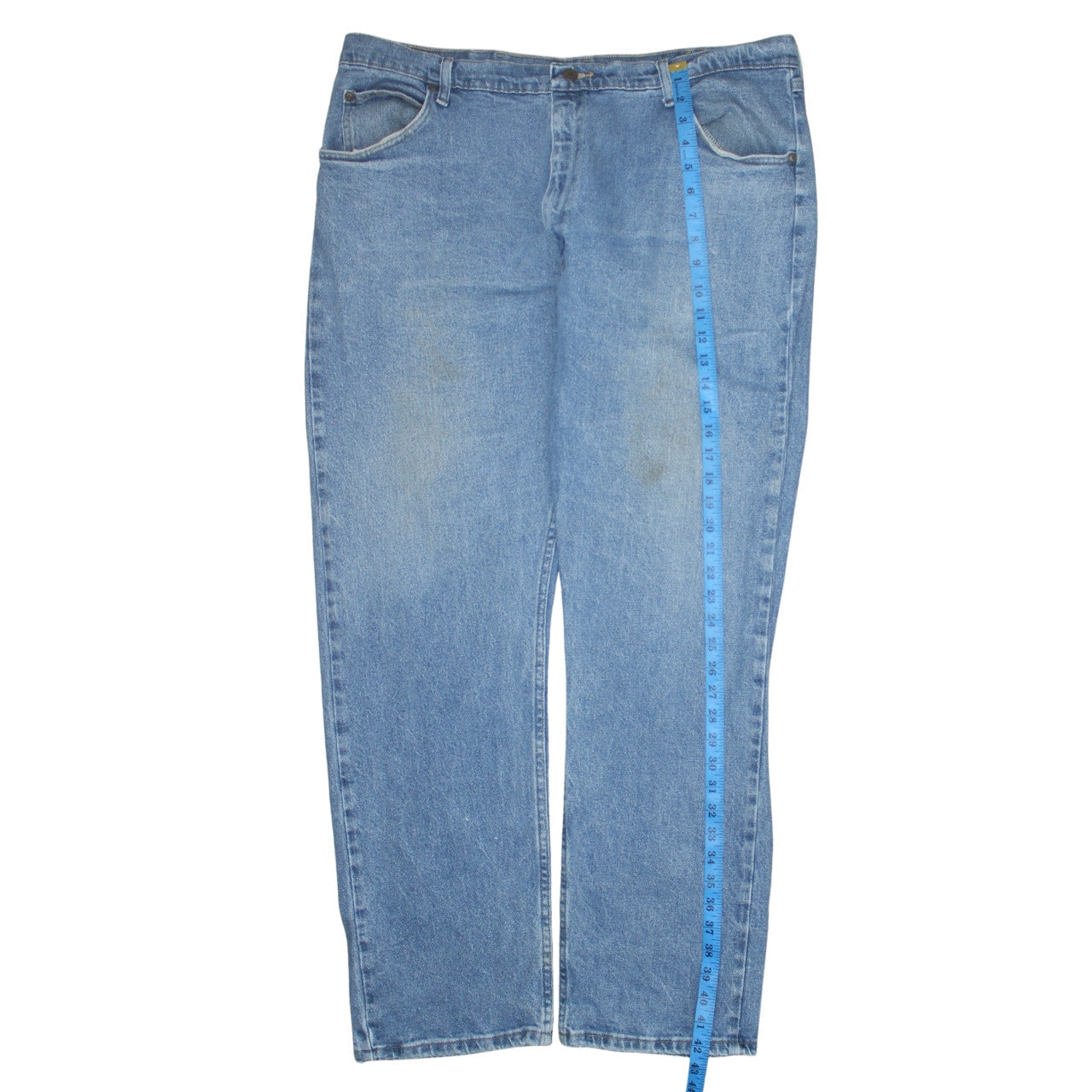 Wrangler Men's Blue Straight Leg Denim Jeans 40W 32L Regular Fit