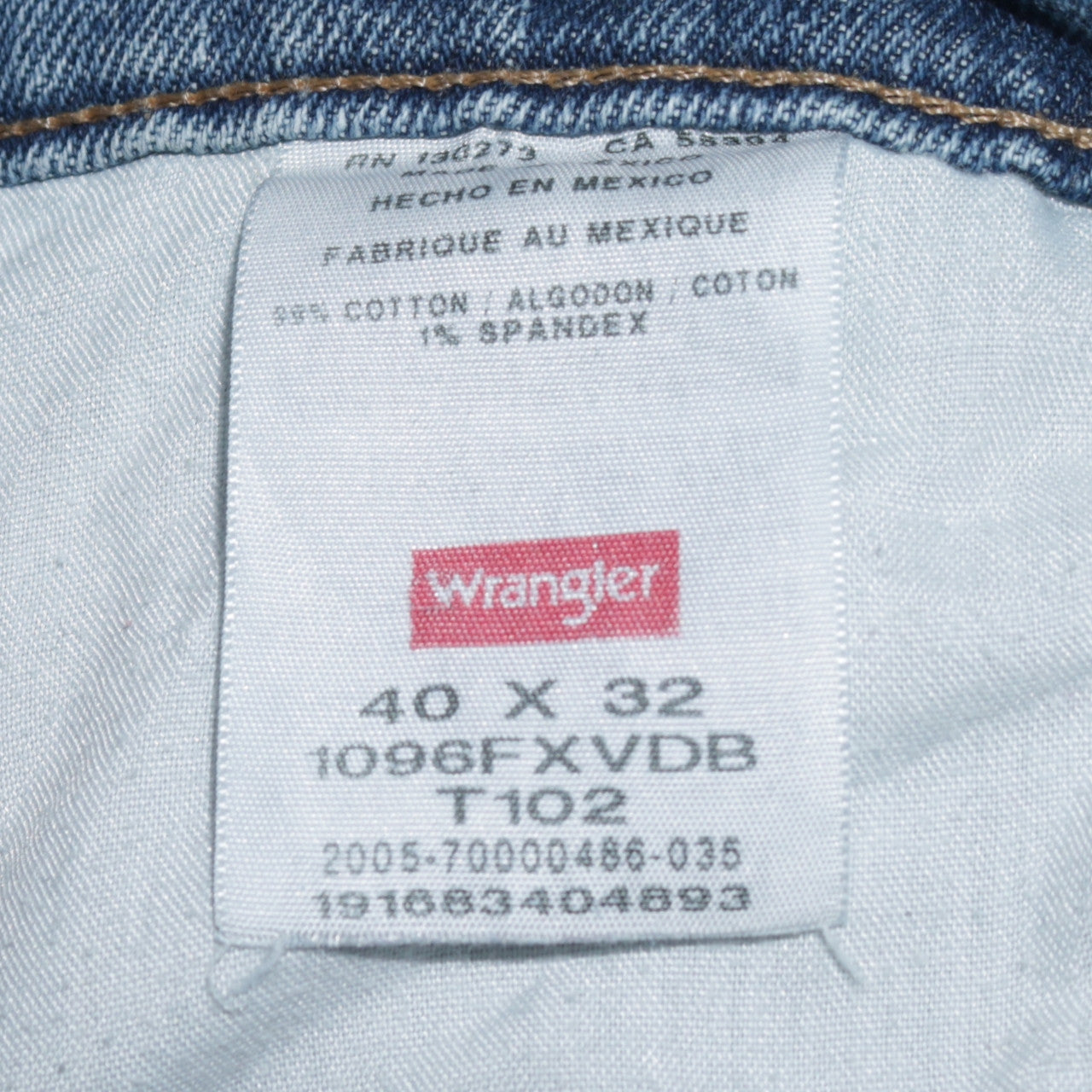 Wrangler Men's Blue Straight Leg Denim Jeans 40W 32L Regular Fit