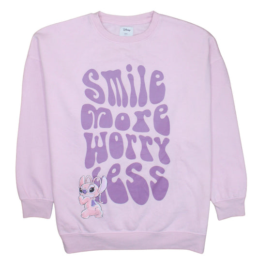 Disney Primark Women Pink Stitch Sweatshirt L 14/16 Pullover Crew Neck
