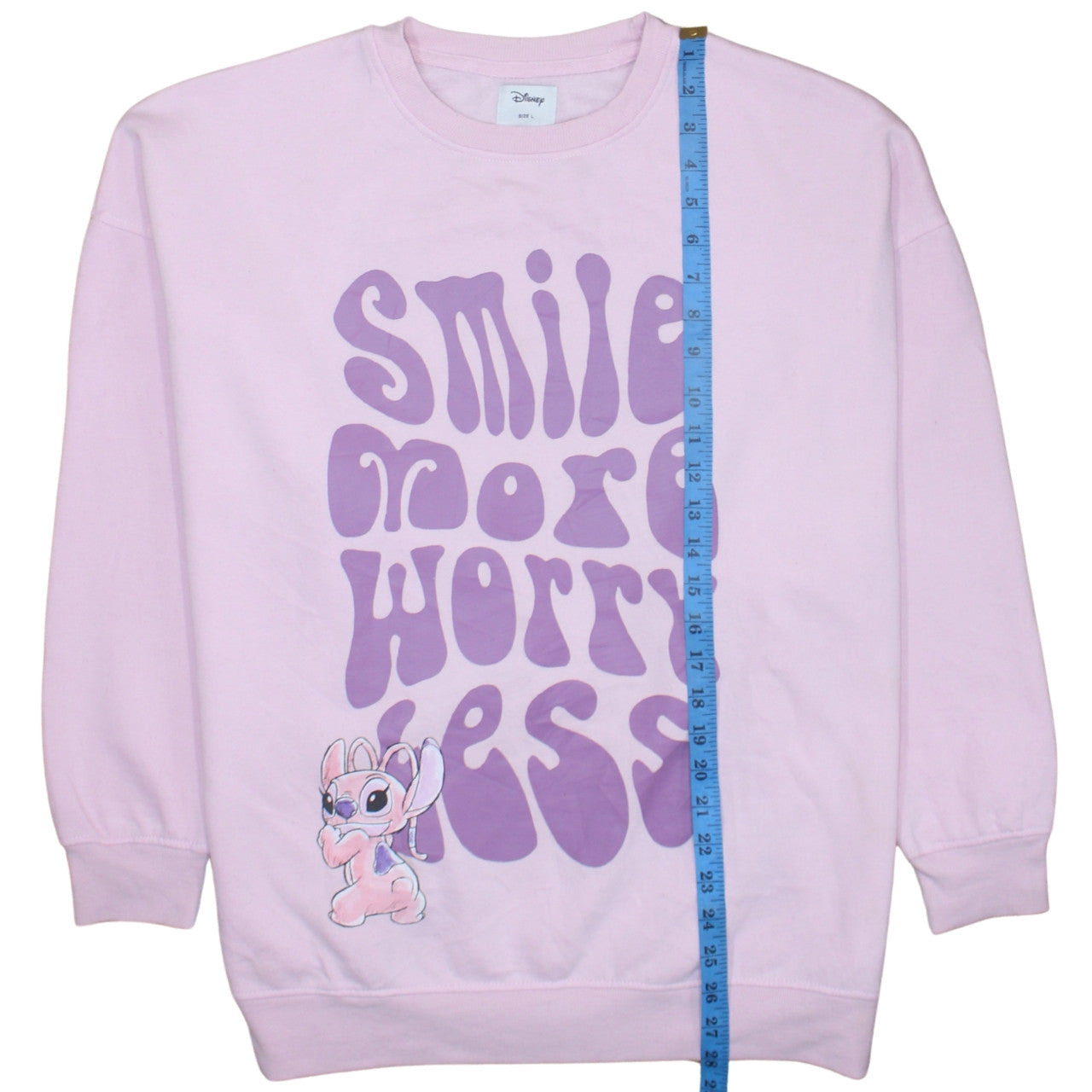 Disney Primark Women Pink Stitch Sweatshirt L 14/16 Pullover Crew Neck