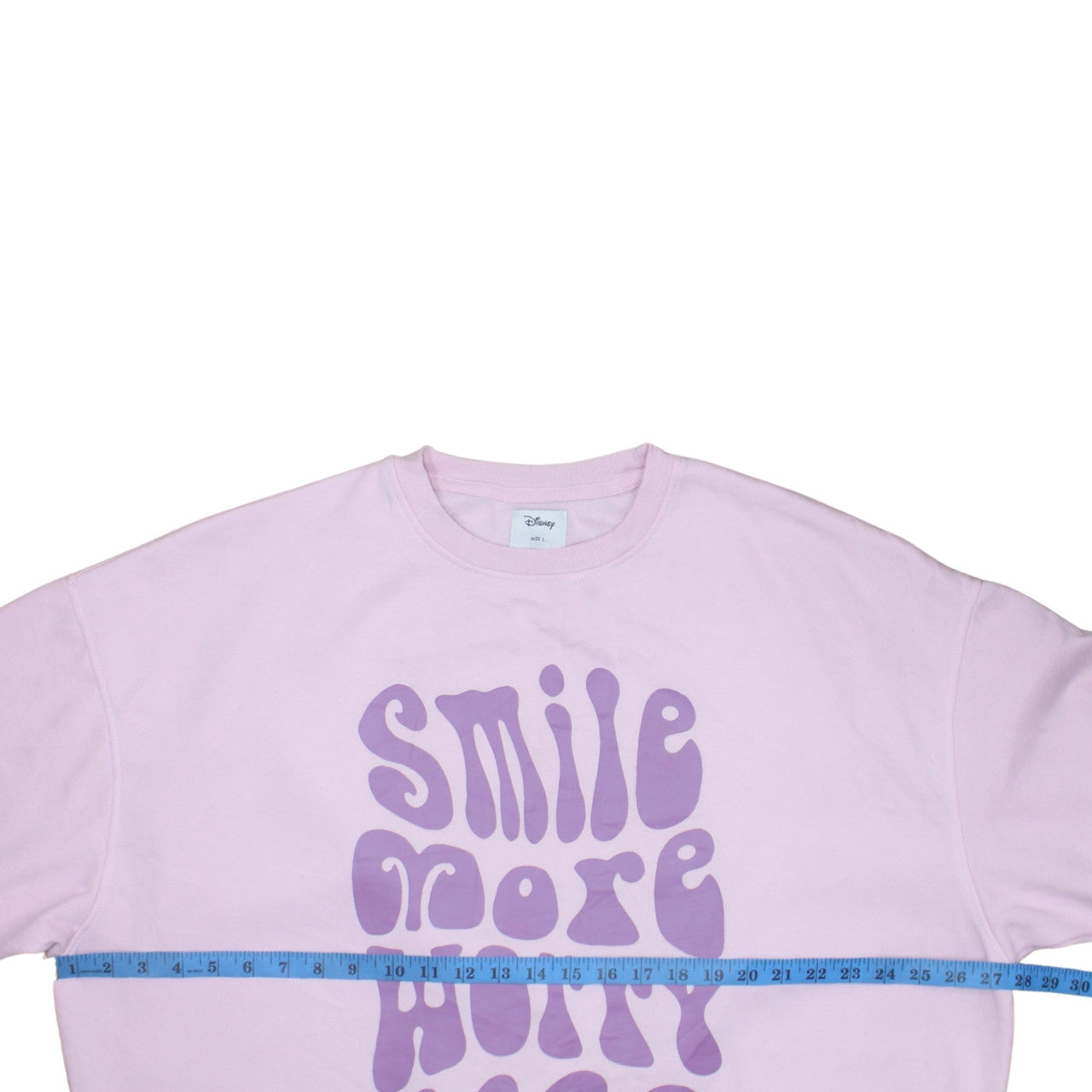 Disney Primark Women Pink Stitch Sweatshirt L 14/16 Pullover Crew Neck
