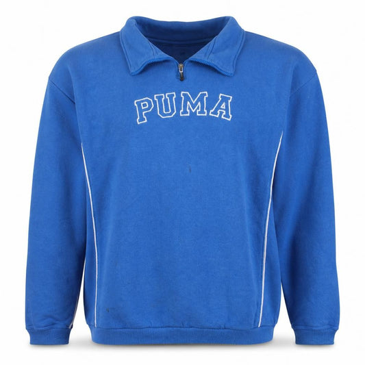 Puma Men's Blue 1/4 Zip Collared Sweatshirt Size L