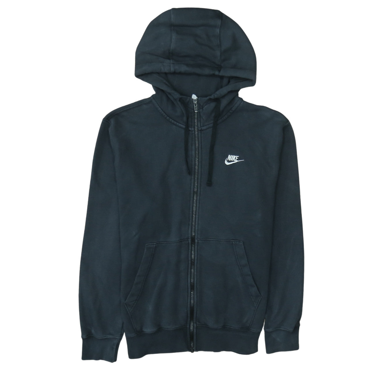 Nike Men's Black Full Zip Hoodie Small Logo Fleece Sweatshirt
