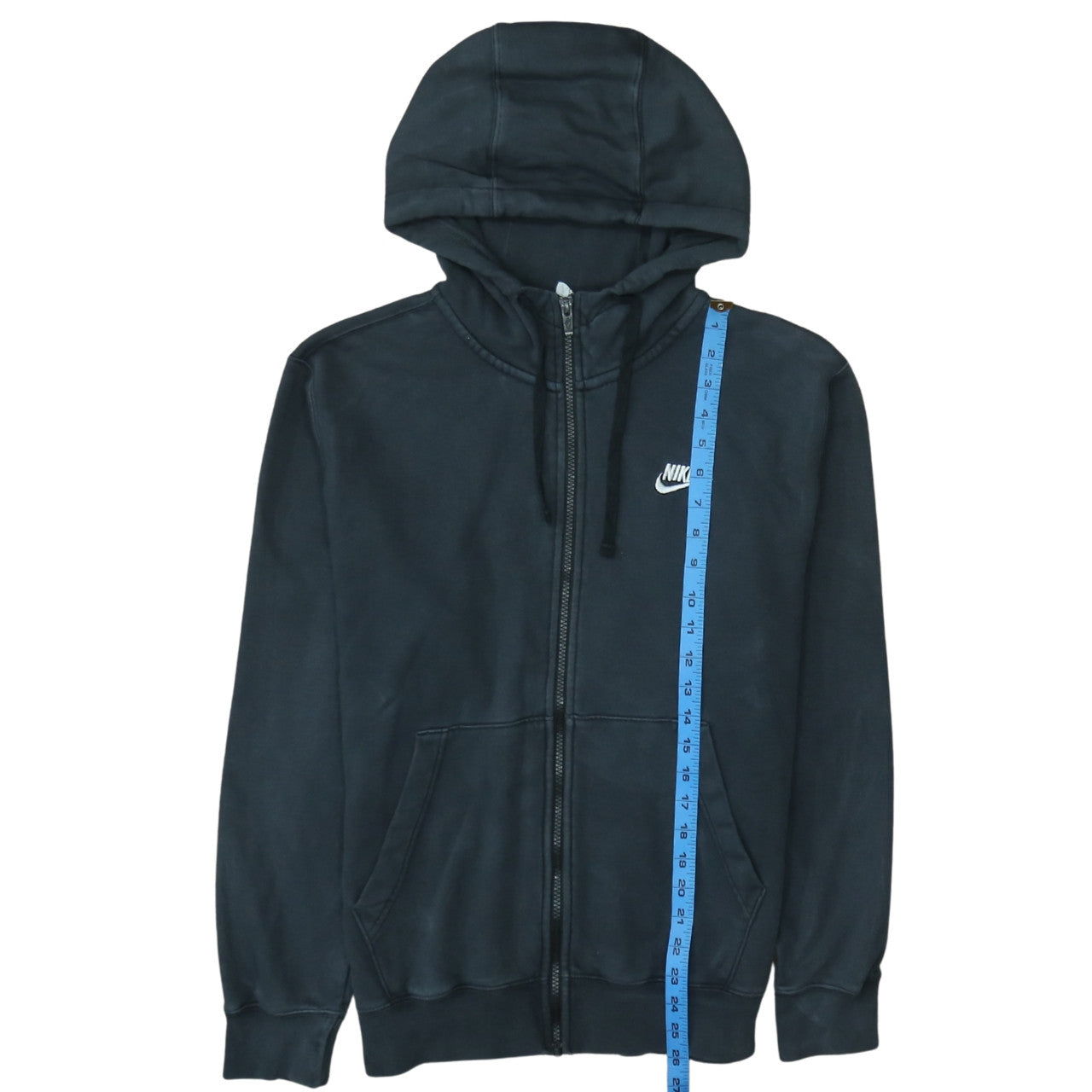 Nike Men's Black Full Zip Hoodie Small Logo Fleece Sweatshirt