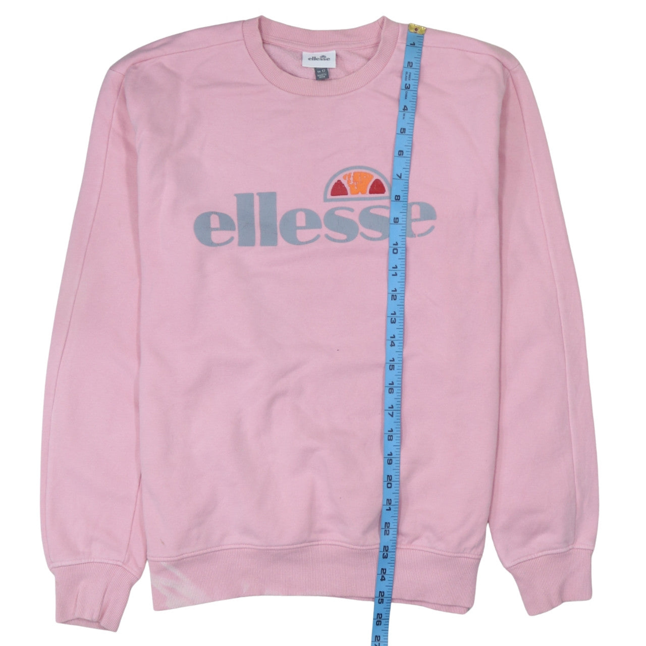 Ellesse Womens Pink Logo Sweatshirt UK 12 Cotton Blend Crew Neck