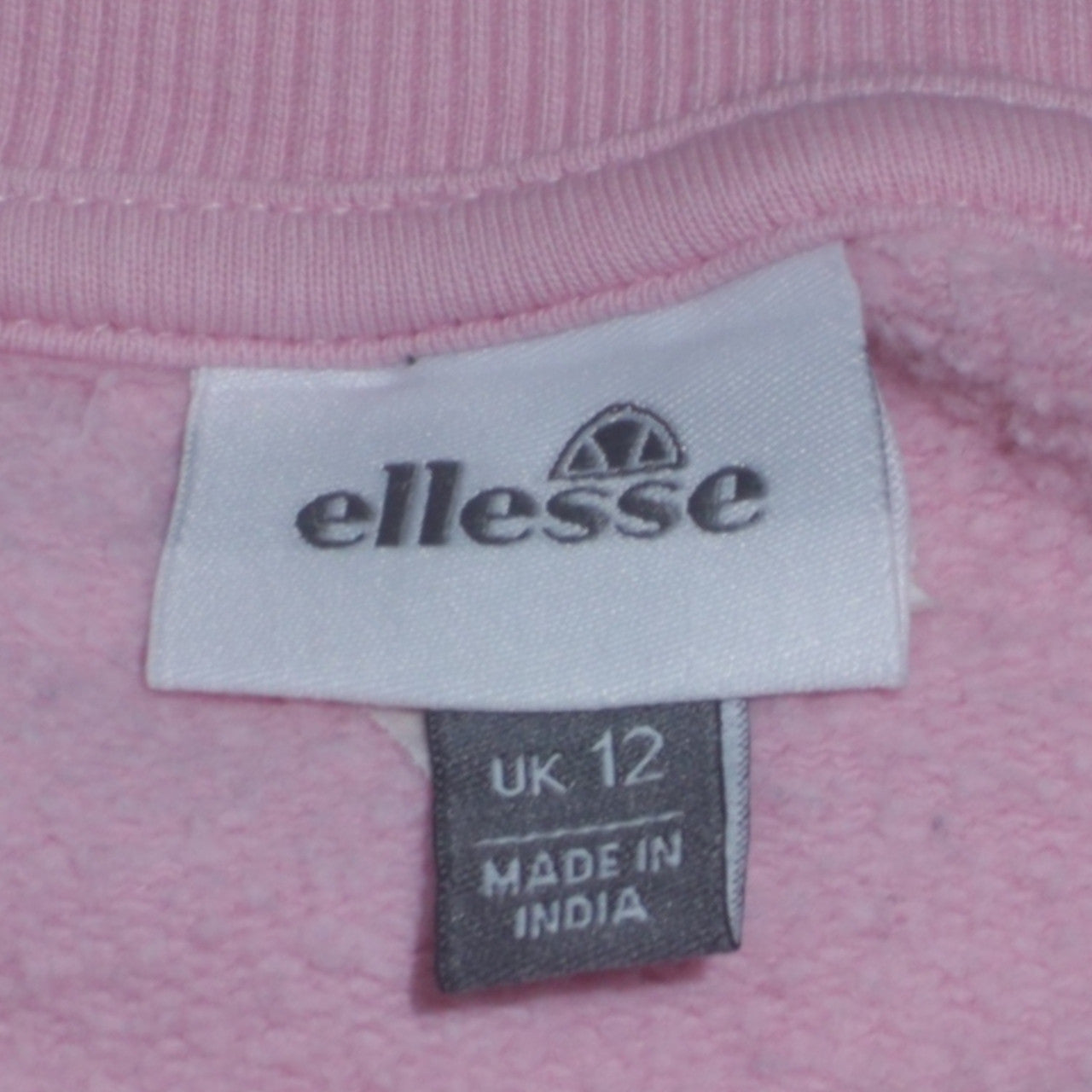 Ellesse Womens Pink Logo Sweatshirt UK 12 Cotton Blend Crew Neck