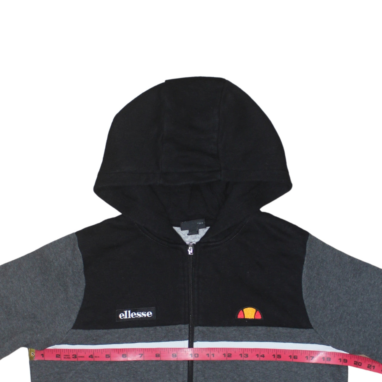 Ellesse Boys Grey & Black Full Zip Hoodie 13-14 Years Cotton Blend