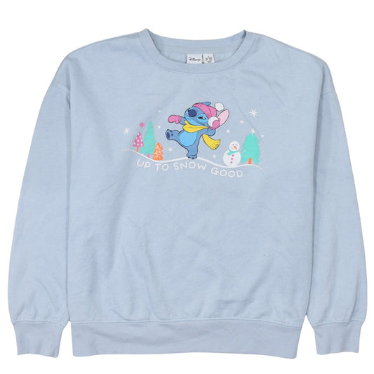 Disney Primark Women Blue Stitch Christmas Sweatshirt M 12/14