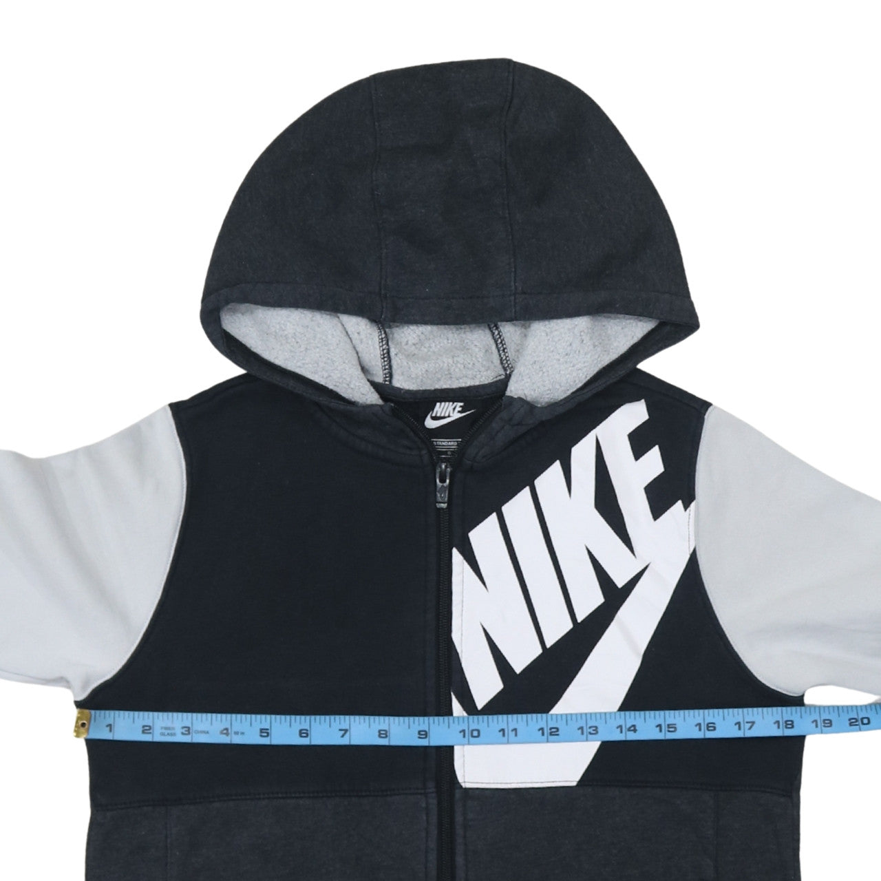 Nike Boys Black Full Zip Hoodie 13-14 Years Fleece Lined Logo Sweatshirt