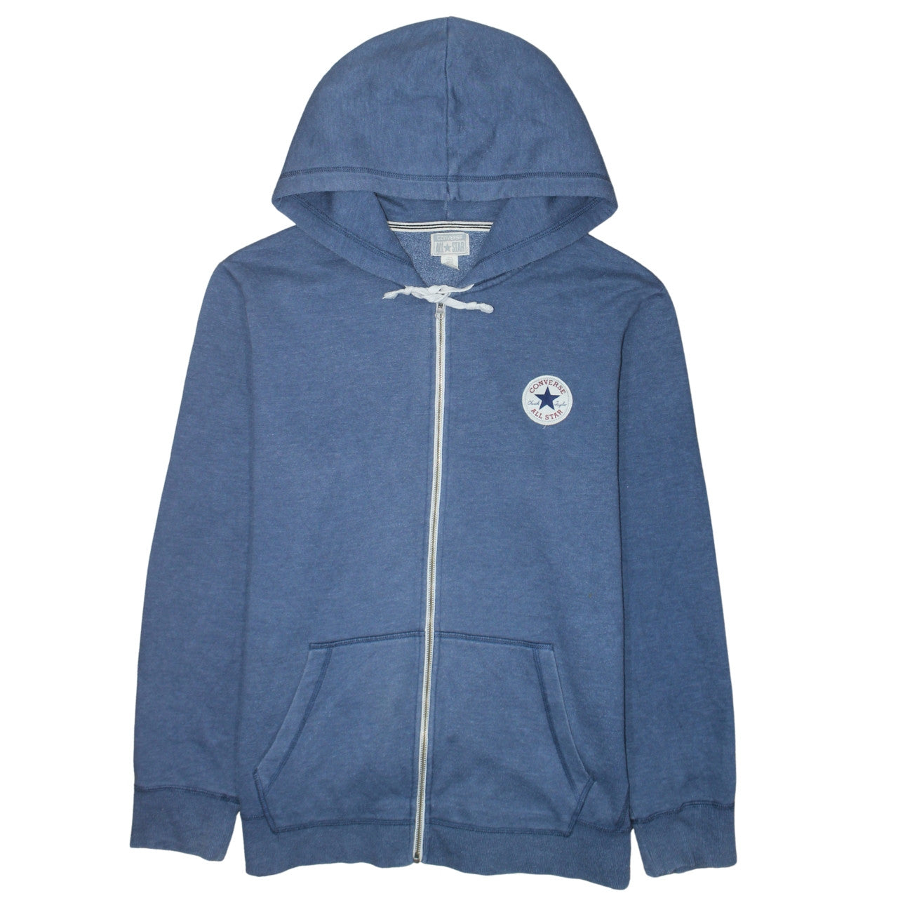 Converse Men Blue Full Zip Hoodie XL Fleece Cotton Blend