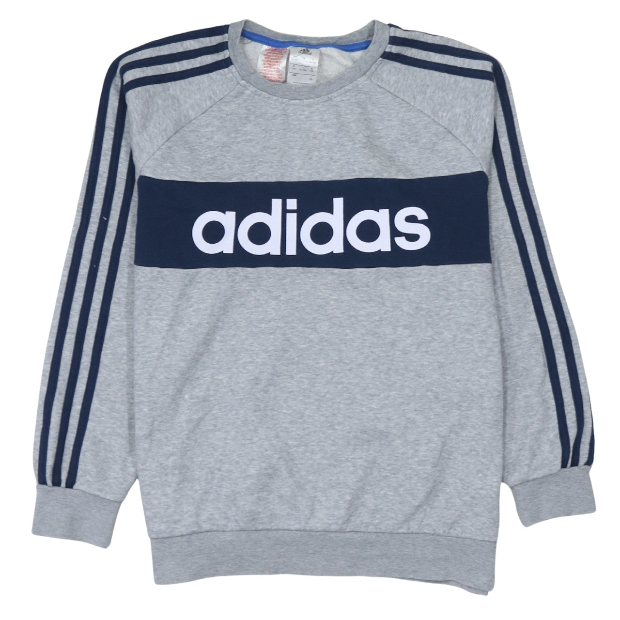 adidas Boys Grey Crew Neck Pullover Sweatshirt 14-15 Years Logo Sportswear