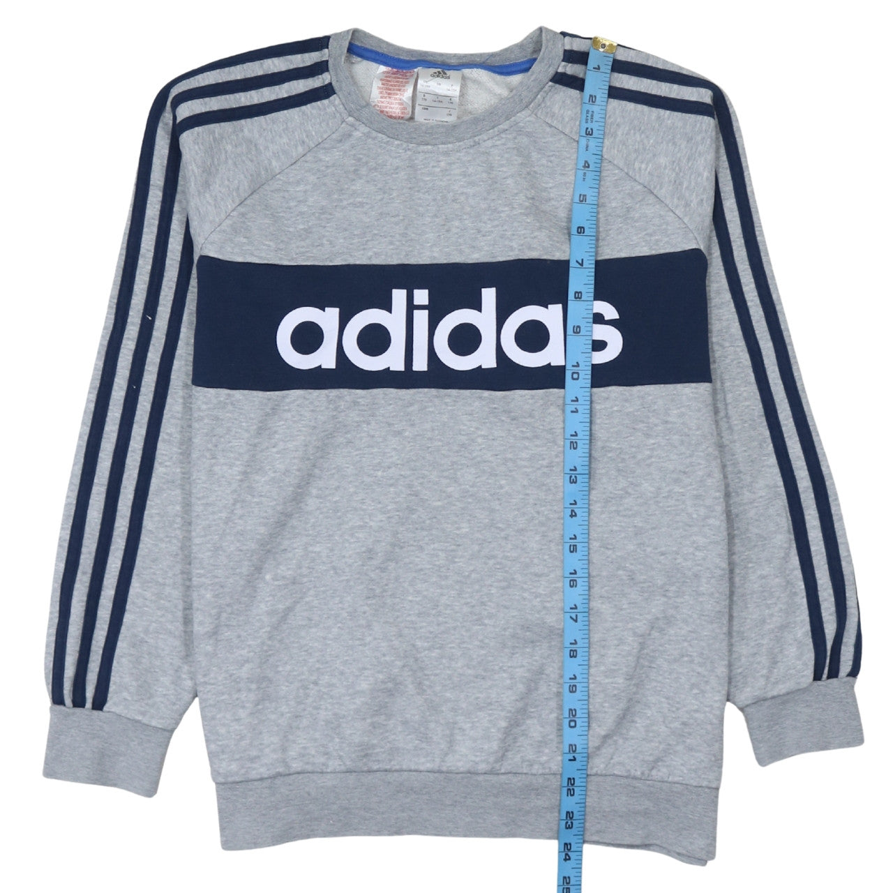 adidas Boys Grey Crew Neck Pullover Sweatshirt 14-15 Years Logo Sportswear