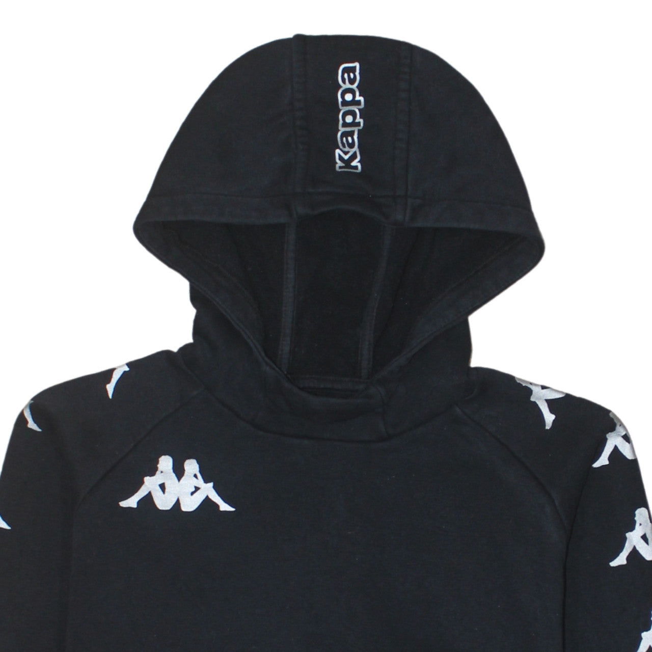 Kappa Boys Black Pullover Hoodie 12 Years Logo Sleeve Sports Fleece