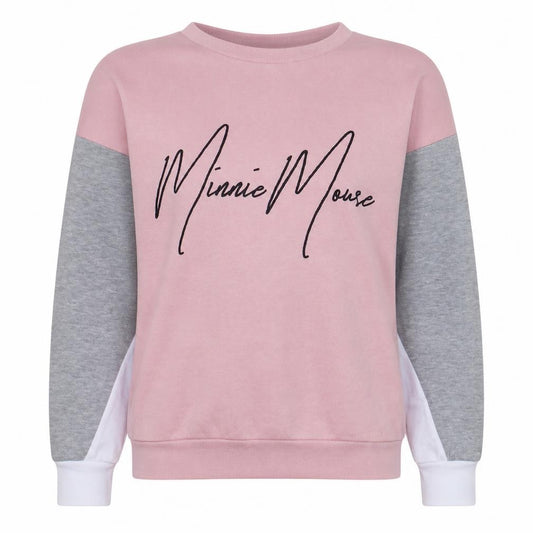 Disney Women Pink Minnie Mouse Colourblock Sweatshirt XS