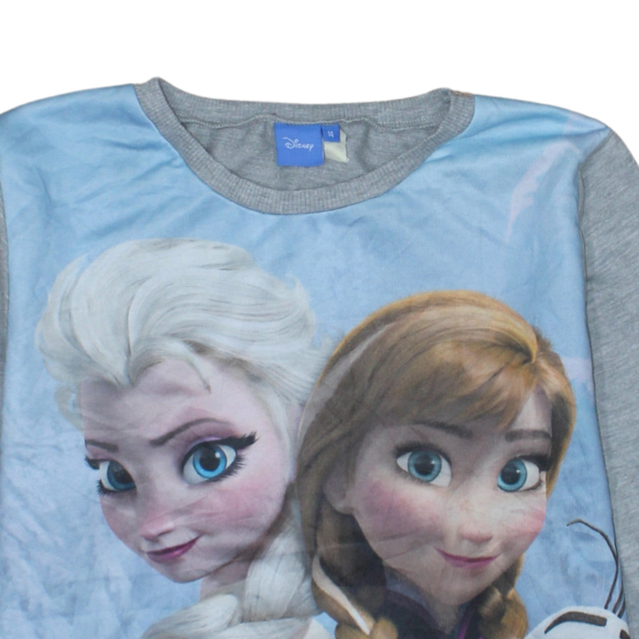 Disney Frozen Womens Grey Sweatshirt UK 14 Anna Elsa Olaf Print Pullover