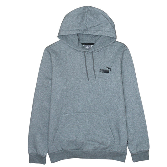 Puma Men’s Grey Pullover Hoodie Size S Regular Fit Logo Fleece