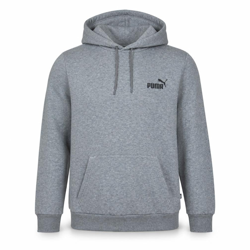 Puma Men’s Grey Pullover Hoodie Size S Regular Fit Logo Fleece