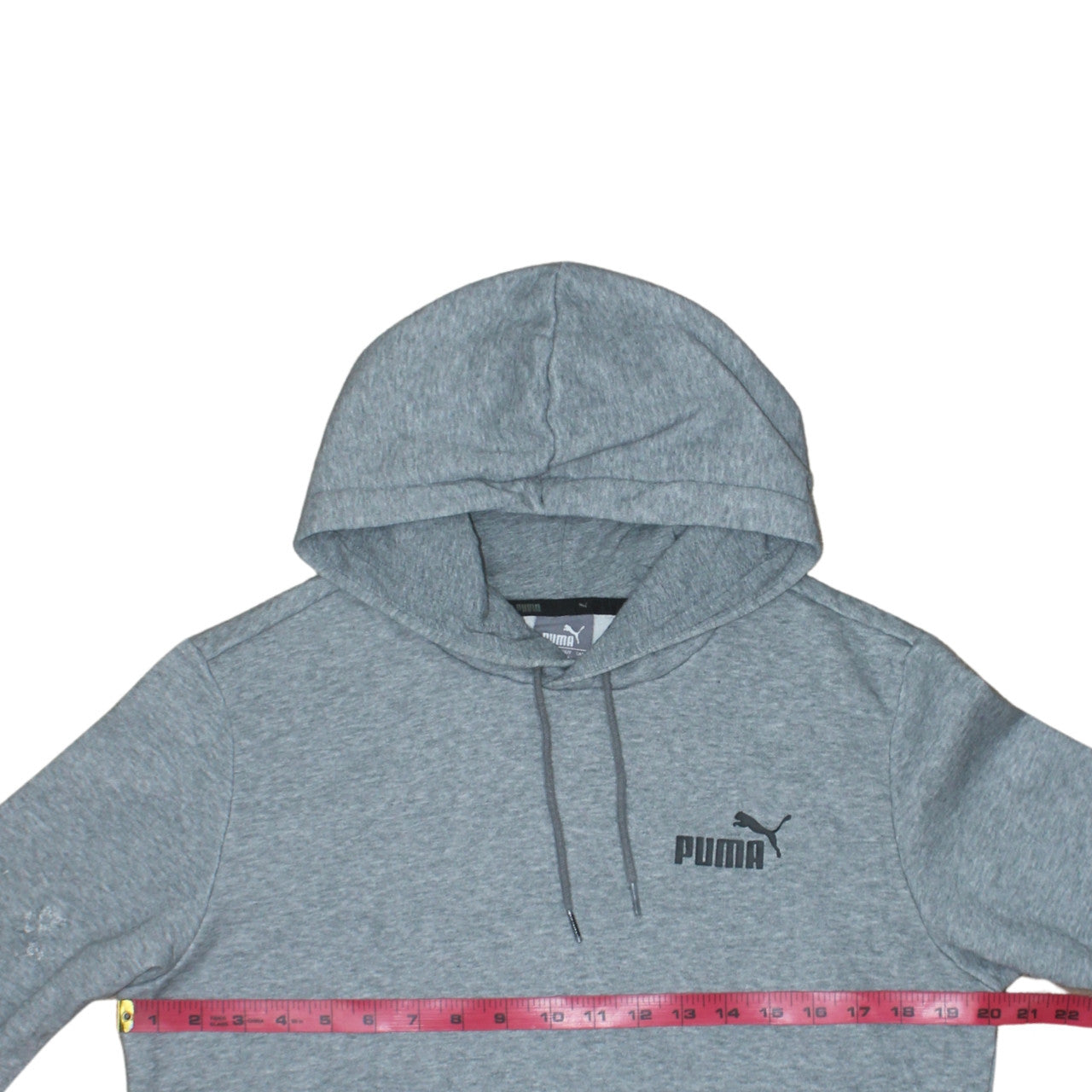 Puma Men’s Grey Pullover Hoodie Size S Regular Fit Logo Fleece